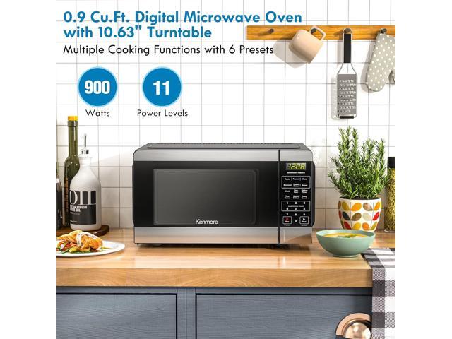 Kenmore KMCMWP09S2-09 Countertop Microwave 6 Auto-Preset Menus, Child Lock, Defrost & Express Cooking Features, 900 Watt, 0.9 Cu Ft, Stainless Steel
