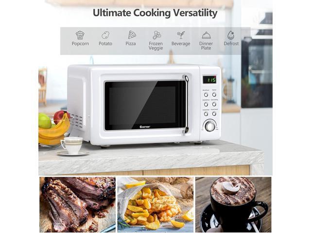 COSTWAY Retro Countertop Microwave Oven, 0.7Cu. ft, 700-Watt, High Energy Efficiency, 5 Micro Power, Delayed Start Function, with Glass Turntable &...