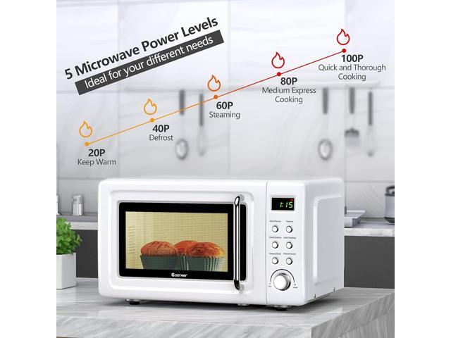 COSTWAY Retro Countertop Microwave Oven, 0.7Cu. ft, 700-Watt, High Energy Efficiency, 5 Micro Power, Delayed Start Function, with Glass Turntable &...