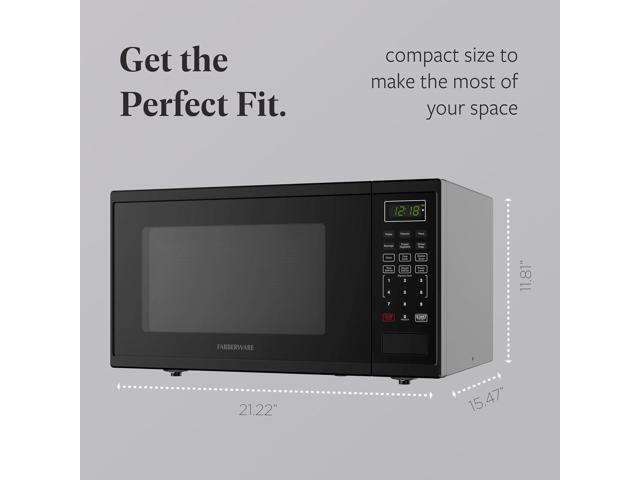 Farberware 1.1 Cu. Ft. 1000-Watt Microwave Oven Digital Control, 10 Power Levels, One-Touch Cooking, Defrost, Child Safety Lock, Black