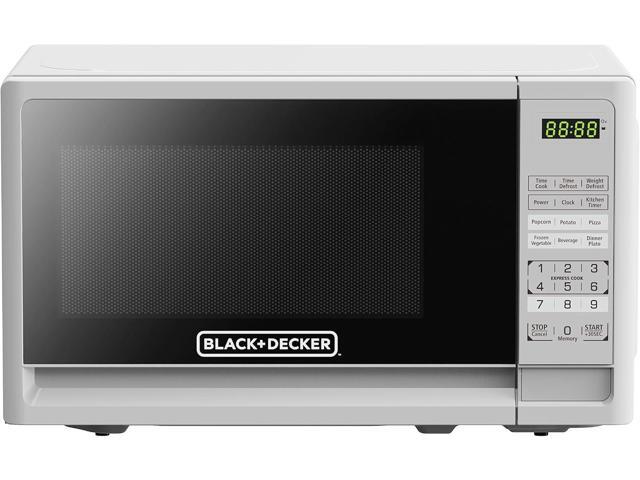 BLACK+DECKER Compact Countertop Microwave Oven 0.7 Cu. Ft. 700-Watts with LED Lighting, Child Lock, White