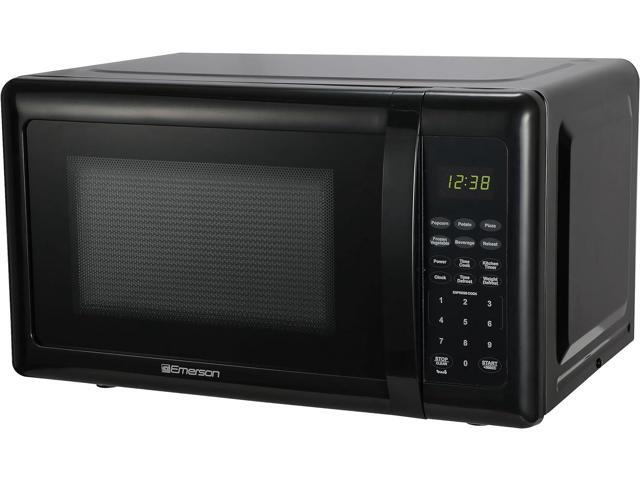 Emerson MW7302B Compact Countertop Microwave Oven with Touch Control, LED Display, 700W, 10 Power Levels, 6 Auto Menus, Glass Turntable and Child...