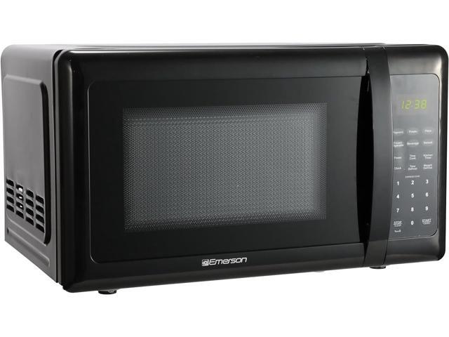 Emerson MW7302B Compact Countertop Microwave Oven with Touch Control, LED Display, 700W, 10 Power Levels, 6 Auto Menus, Glass Turntable and Child...