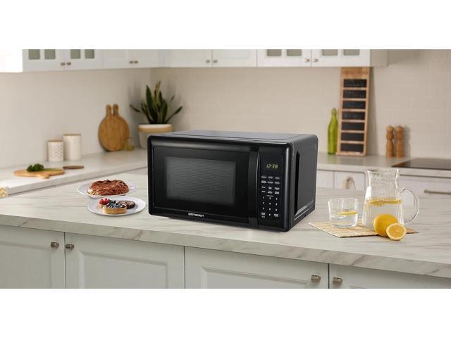 Emerson MW7302B Compact Countertop Microwave Oven with Touch Control, LED Display, 700W, 10 Power Levels, 6 Auto Menus, Glass Turntable and Child...