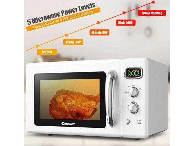 COSTWAY Retro Countertop Microwave Oven, 0.9Cu. ft, 900W Microwave Oven, with 5 Micro Power, Defrost & Auto Cooking Function, LED Display, Glass...
