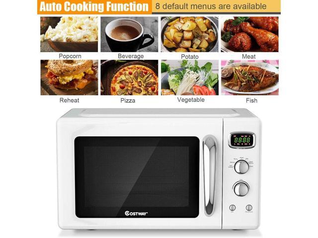 COSTWAY Retro Countertop Microwave Oven, 0.9Cu. ft, 900W Microwave Oven, with 5 Micro Power, Defrost & Auto Cooking Function, LED Display, Glass...