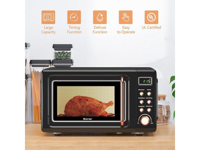 COSTWAY Retro Countertop Microwave Oven, 0.7Cu. ft, 700-Watt, High Energy Efficiency, 5 Micro Power, Delayed Start Function, with Glass Turntable &...