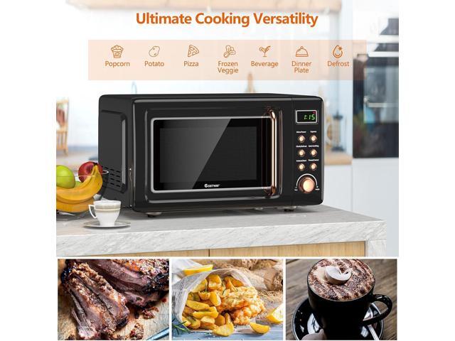 COSTWAY Retro Countertop Microwave Oven, 0.7Cu. ft, 700-Watt, High Energy Efficiency, 5 Micro Power, Delayed Start Function, with Glass Turntable &...