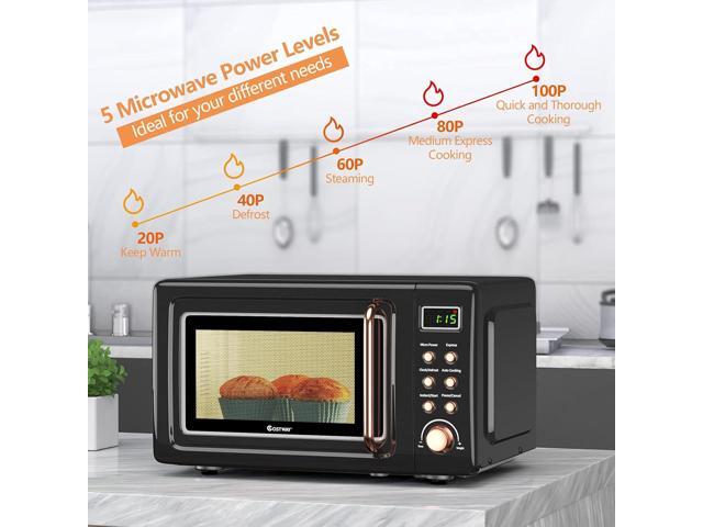COSTWAY Retro Countertop Microwave Oven, 0.7Cu. ft, 700-Watt, High Energy Efficiency, 5 Micro Power, Delayed Start Function, with Glass Turntable &...