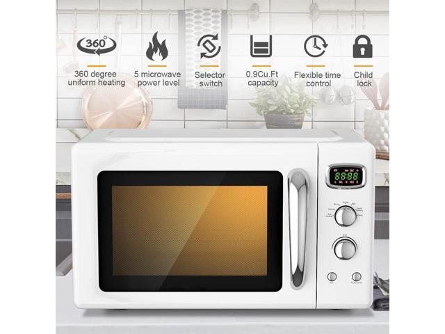 MAT EXPERT 0.9 Cu. ft Compact Microwave Oven, Digital Timing & 5 Micro Power, 25L Small Microwave w/Glass Turntable & 6 Preset Buttons, Delayed...