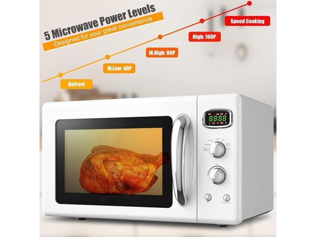 MAT EXPERT 0.9 Cu. ft Compact Microwave Oven, Digital Timing & 5 Micro Power, 25L Small Microwave w/Glass Turntable & 6 Preset Buttons, Delayed...