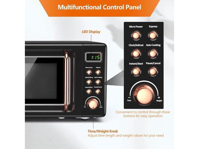 Moccha Retro Microwave, 0.7Cu. ft Compact Microwave, 700-Watt Countertop Microwave Ovens w/5 Micro Power, Delayed Start Function, LED Display, Child...