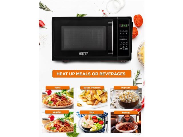 COMMERCIAL CHEF 0.9 Cubic Foot Microwave with 10 Power Levels, Small Microwave with Grip Handle, 900W Countertop Microwave with Digital Display,...