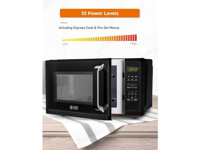COMMERCIAL CHEF 0.9 Cubic Foot Microwave with 10 Power Levels, Small Microwave with Grip Handle, 900W Countertop Microwave with Digital Display,...