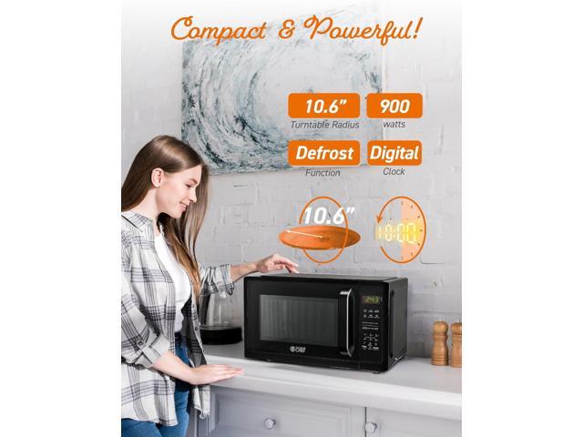 COMMERCIAL CHEF 0.9 Cubic Foot Microwave with 10 Power Levels, Small Microwave with Grip Handle, 900W Countertop Microwave with Digital Display,...