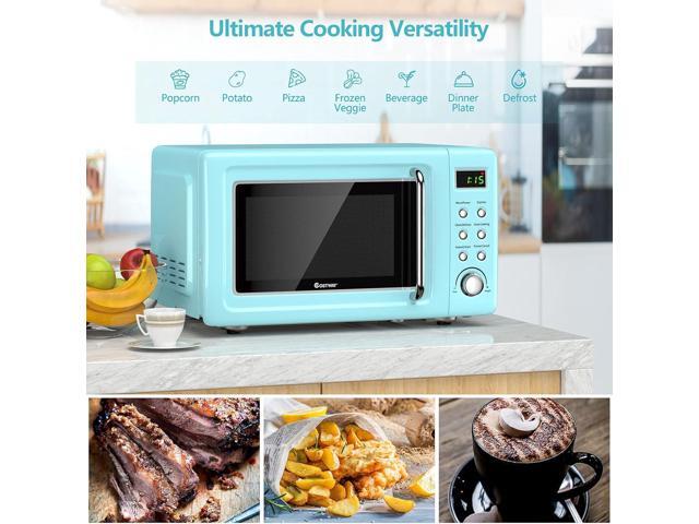 COSTWAY Retro Countertop Microwave Oven, 0.7Cu. ft, 700-Watt, High Energy Efficiency, 5 Micro Power, Delayed Start Function, with Glass Turntable &...