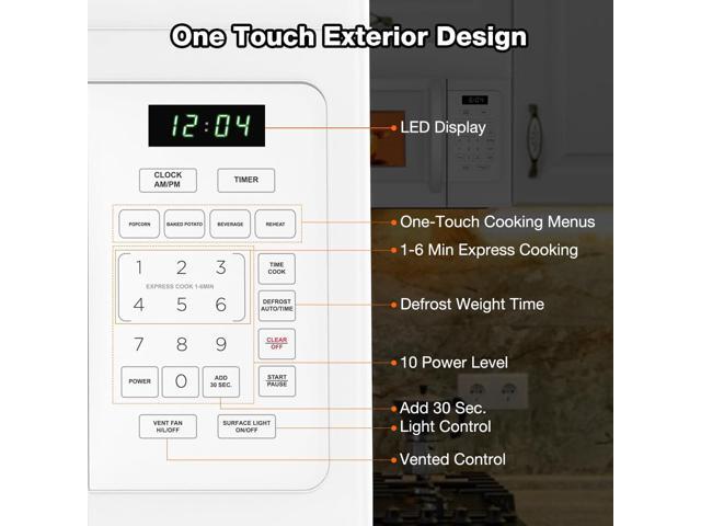 ThermoMate 30' Over-the-Range Microwave Oven with 1.7 Cu. Ft. Capacity, 1000 Cooking Watts, One-Touch Cooking Options, 300 CFM, LED Lighting, White