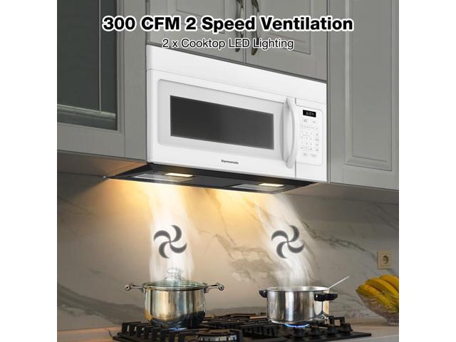 ThermoMate 30' Over-the-Range Microwave Oven with 1.7 Cu. Ft. Capacity, 1000 Cooking Watts, One-Touch Cooking Options, 300 CFM, LED Lighting, White