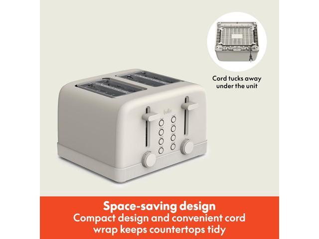 bella 4 Slice Toaster, 6 Setting Shade Control with Reheat & Cancel Buttons, Removable Crumb Tray, Anti Jam & Auto Shutoff, 900 Watt, Oatmilk
