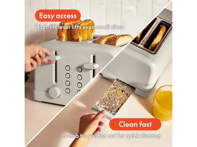 bella 4 Slice Toaster, 6 Setting Shade Control with Reheat & Cancel Buttons, Removable Crumb Tray, Anti Jam & Auto Shutoff, 900 Watt, Oatmilk
