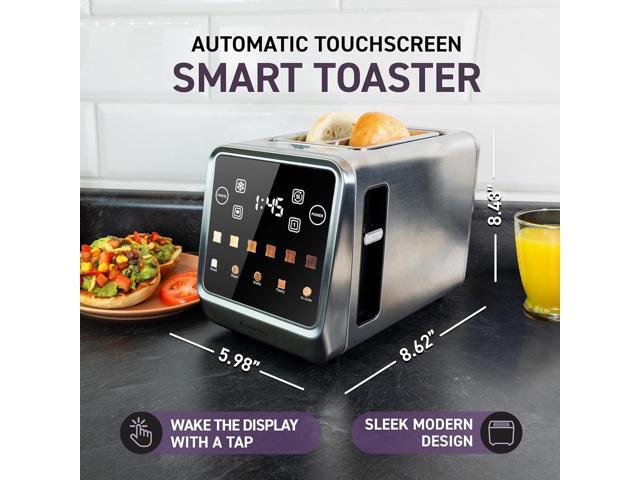 Inspirex Touch Screen Toaster - 2 Slice Extra-Wide Slots - 5 Bread Type and 6 Browning Levels - Defrost, Reheat, Favorite, Single Slot Settings -...