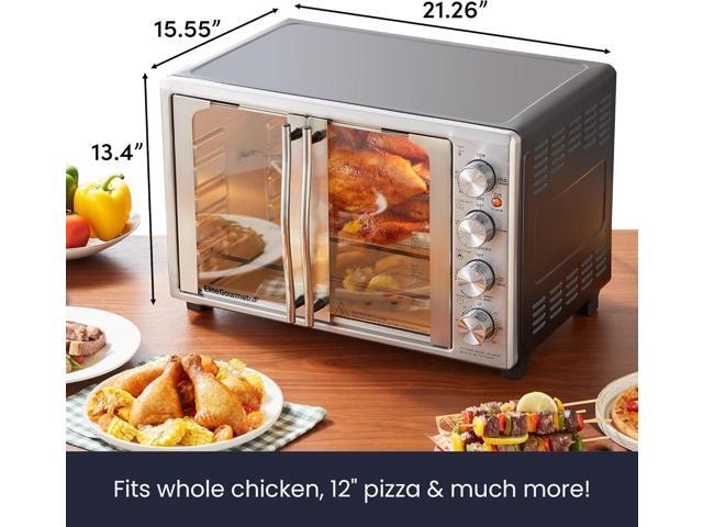 Elite Gourmet ETO4524 45L Countertop Convection Toaster Oven, French Doors, Adjustable Temperature & Timer, Bake, Roast, Broil, Toast, Includes...