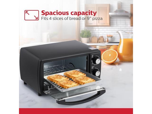 Holstein Housewares 4 Slice Countertop Toaster Oven with 60 Minute Timer Includes Pan and Wire Rack, Perfect for Baking, Broiling, and Toasting...