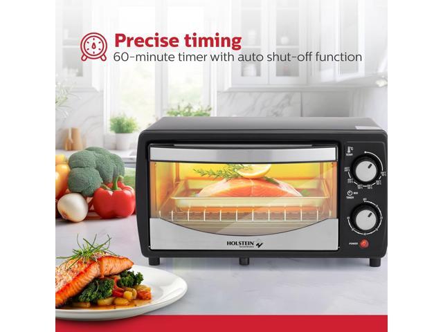 Holstein Housewares 4 Slice Countertop Toaster Oven with 60 Minute Timer Includes Pan and Wire Rack, Perfect for Baking, Broiling, and Toasting...