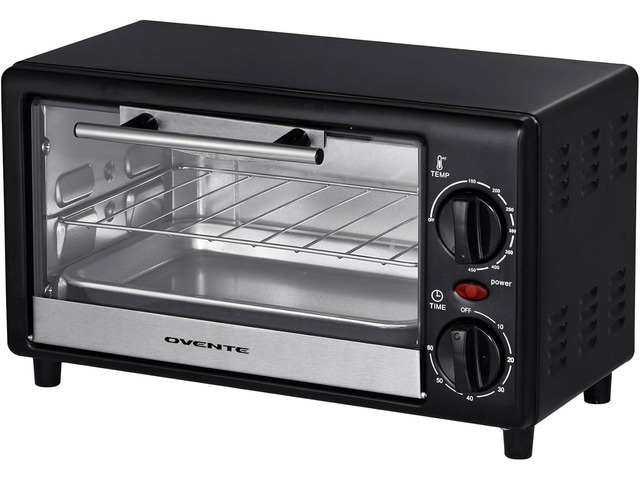 OVENTE 8L Countertop Toaster Oven with 60-Minute Timer, Adjustable Temperature Control, Easy-to-Clean Baking Pan, 750W Compact Mini for Pizza,...