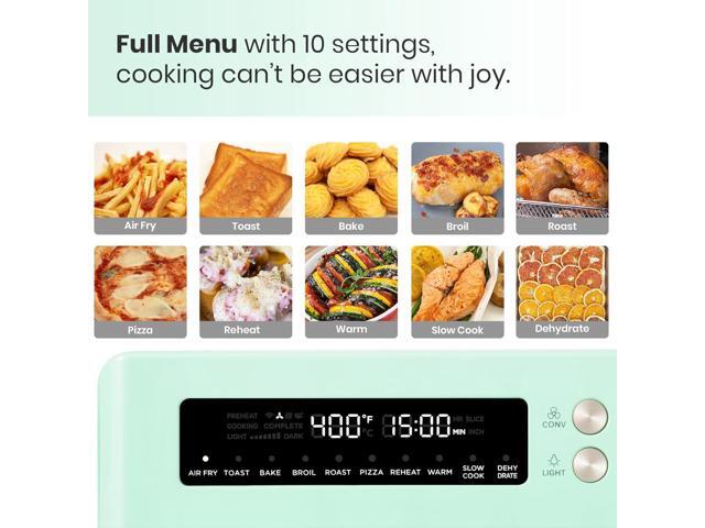 Retro Style Infrared Heating Air Fryer Toaster Oven, Extra Large Countertop Convection Oven 10-in-1 Combo, 6-Slice Toast, Enamel Baking Pan Easy...