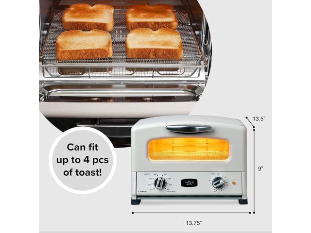 Countertop Toaster Oven, Compact Kitchen Appliance with Graphite Heating Technology, Eggshell White
