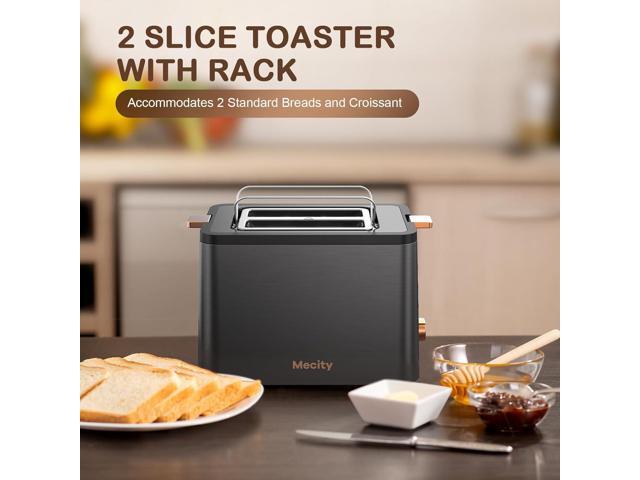 Mecity Toaster 2 Slice Stainless Steel Body Timer, Bagel/Defrost/Reheat/Cancel Functions,Warming Rack, Removable Tray, 6 Browning Settings, Extra...