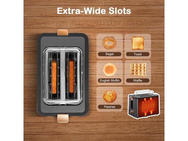 Mecity Toaster 2 Slice Stainless Steel Body Timer, Bagel/Defrost/Reheat/Cancel Functions,Warming Rack, Removable Tray, 6 Browning Settings, Extra...