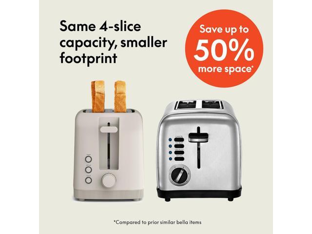 bella 4 Slice Slim Toaster, Fits-anywhere Kitchenware, 6 Setting Shade Control with Reheat & Cancel Buttons, Removable Crumb Tray, 10 Long Slot,...