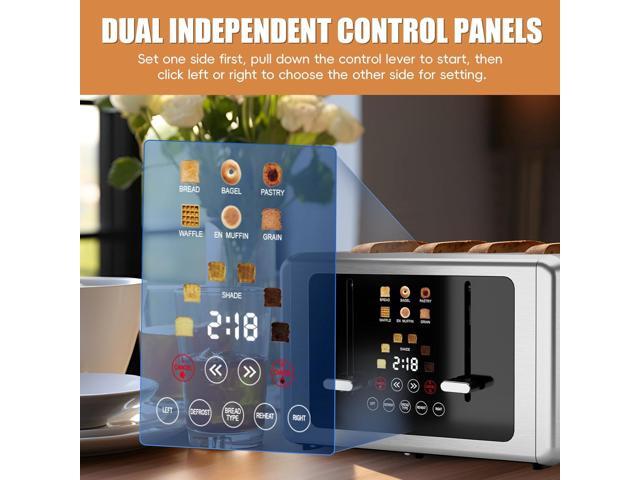 whall 4 Slice Touch Screen Toaster, Stainless Steel Toasters Digital Timer, Dual Control Panel Toasters6 Shade Settings6 Bread Types, Smart Wide...