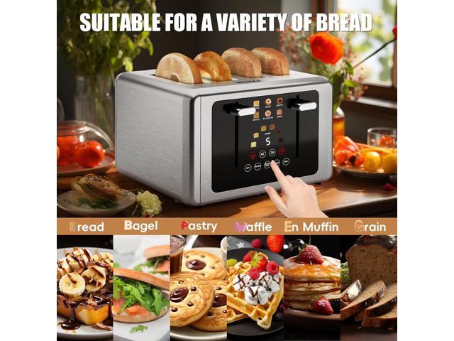 whall 4 Slice Touch Screen Toaster, Stainless Steel Toasters Digital Timer, Dual Control Panel Toasters6 Shade Settings6 Bread Types, Smart Wide...