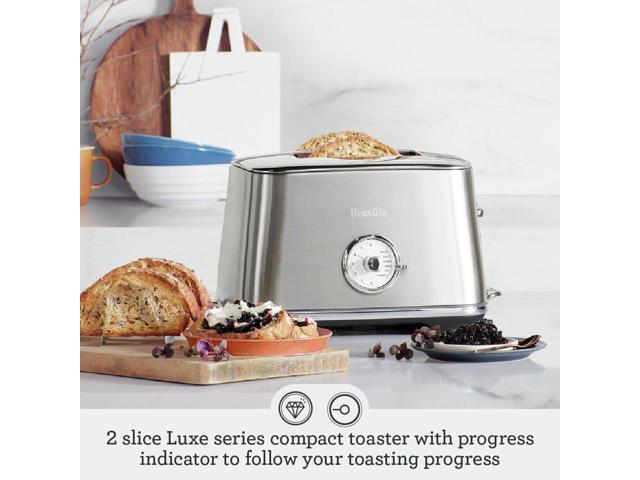 Breville BTA735BSS Toast Select Luxe Kitchen Toaster, 2 Slice, Brushed Stainless Steel