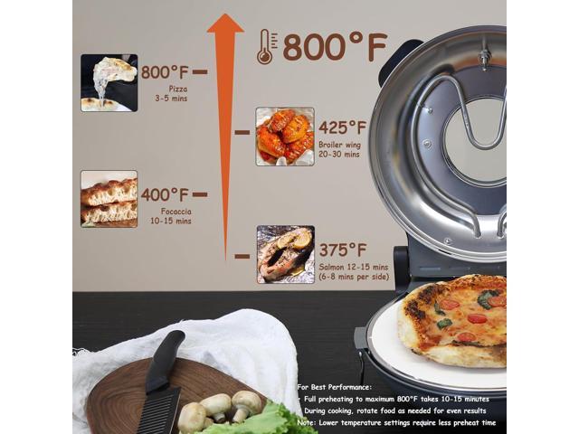 Stone Pizza Oven, 12'' Indoor Electric Pizza Maker, 1200W Countertop Pizza Maker Machine with Dual Temp Control, Crispy Crust Pizzas in Minutes, Black