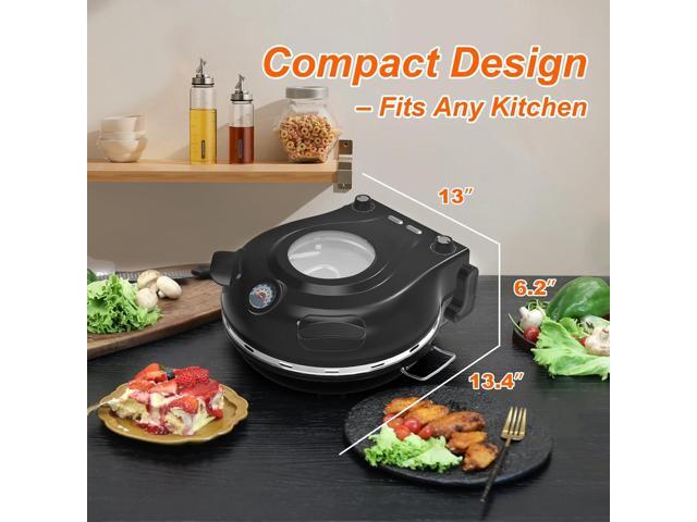 Stone Pizza Oven, 12'' Indoor Electric Pizza Maker, 1200W Countertop Pizza Maker Machine with Dual Temp Control, Crispy Crust Pizzas in Minutes, Black
