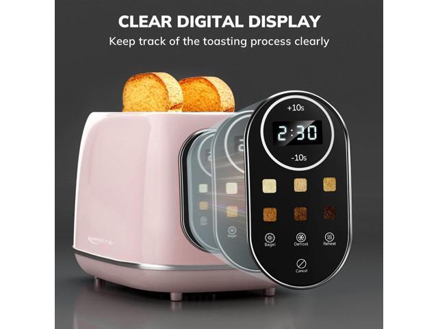 Keenstone Smart Touch Screen Toaster 2 Slice, Retro Wide Slot Stainless Steel Toaster with 6 Browning Levels, Reheat & Defrost, for Bagel, Toast,...