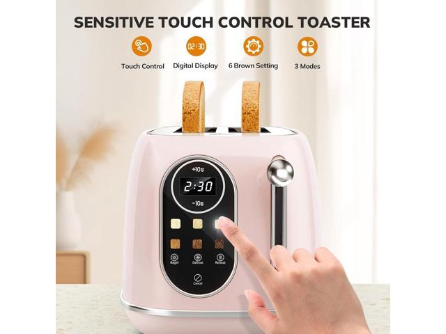 Keenstone Smart Touch Screen Toaster 2 Slice, Retro Wide Slot Stainless Steel Toaster with 6 Browning Levels, Reheat & Defrost, for Bagel, Toast,...