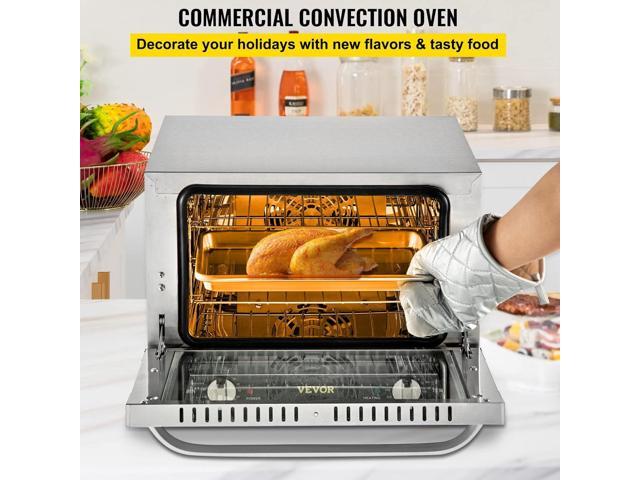 VEVOR Commercial Convection Oven, 21L/19Qt, Quarter-Size Conventional Oven Countertop, 1440W 3-Tier Toaster w/Front Glass Door, Electric Baking...