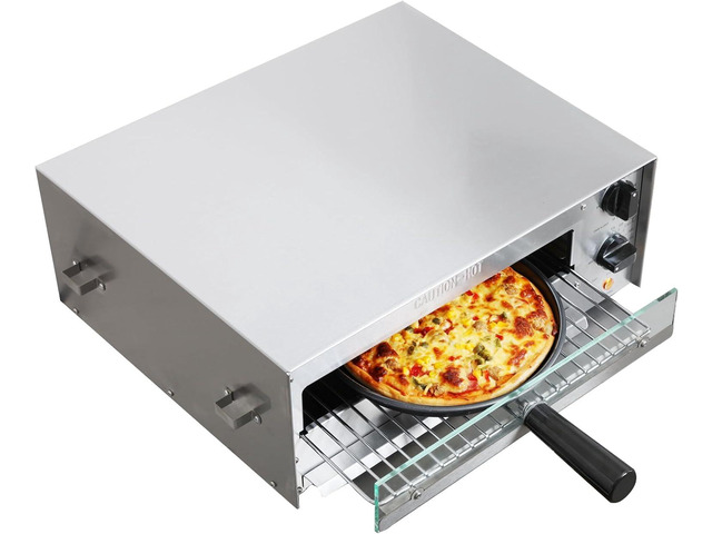 CROSSON Countertop Electric Frozen Pizza Oven For Indoors with 30-minitue Timer,Glass Door and Interior Light,Commercial Pizza Maker for Restaurant...
