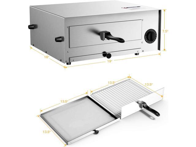 Giantex Pizza Bake Oven Kitchen Pizza Toaster Home Commercial Countertop Pizza Maker Stainless Steel Bake Pan with Handle and Removable Pizza Tray