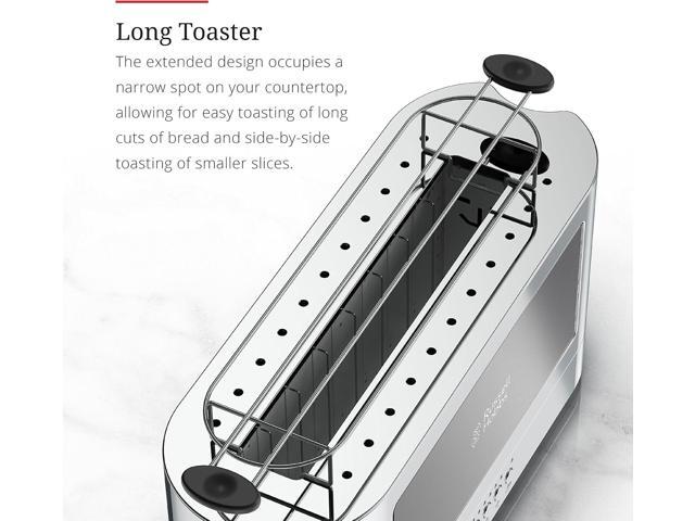 Russell Hobbs 2-Slice Glass Accent Long Toaster, Black & Stainless Steel, TRL9300BKR