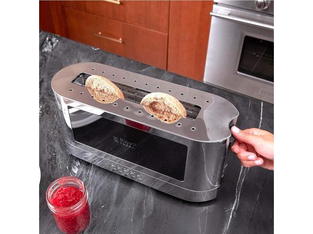 Russell Hobbs 2-Slice Glass Accent Long Toaster, Black & Stainless Steel, TRL9300BKR