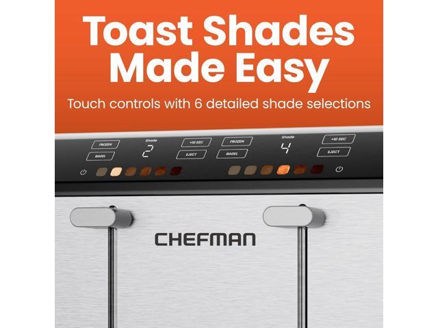 Chefman Smart Touch 4 Slice Digital Toaster, 6 Shade Settings, Touchscreen Bagel Toaster 4 Slice with Extra-Wide Slots, +10 Seconds, Defrost,...
