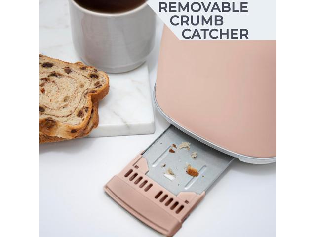 Rae Dunn Retro Rounded Bread Toaster, 2 Slice Stainless Steel Toaster with Removable Crumb Tray, Wide Slot with 6 Browning Levels, Bagel, Defrost...
