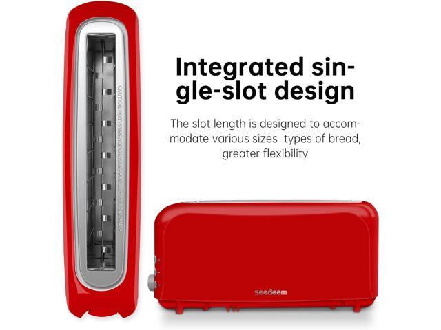 SEEDEEM 2 Slice Slim Toaster, Single 10' Long Slot Toaster Fits Bagels & Artisan Bread, 6 Shade Settings, Cancel/Reheat/Defrost, Removable Crumb...