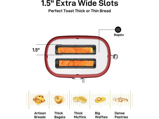 2-Slice Toaster with 1.5' Wide Slots & 6-Shade Dial - Auto Shut Off, Lift & Look, Frozen Mode for Bagels/Waffles/Fruit Bread, Easy-Clean Crumb...